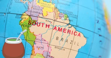 Carte de l'Amérique du sud avec du thé maté